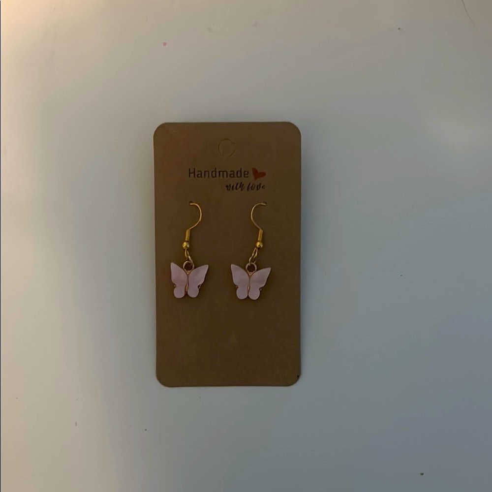 Handmade Pink Butterfly Earrings
